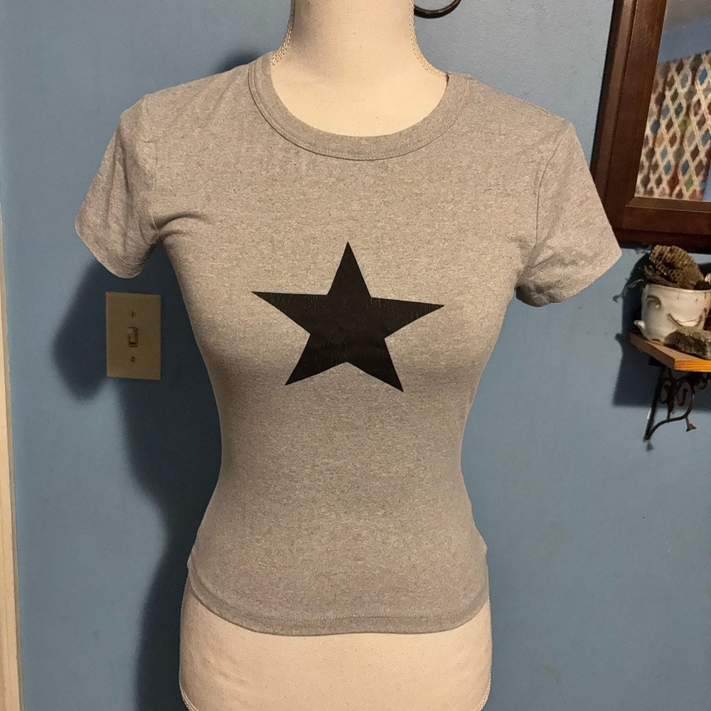 Harper & Ivy, Gray, Stretch, T-Shirt